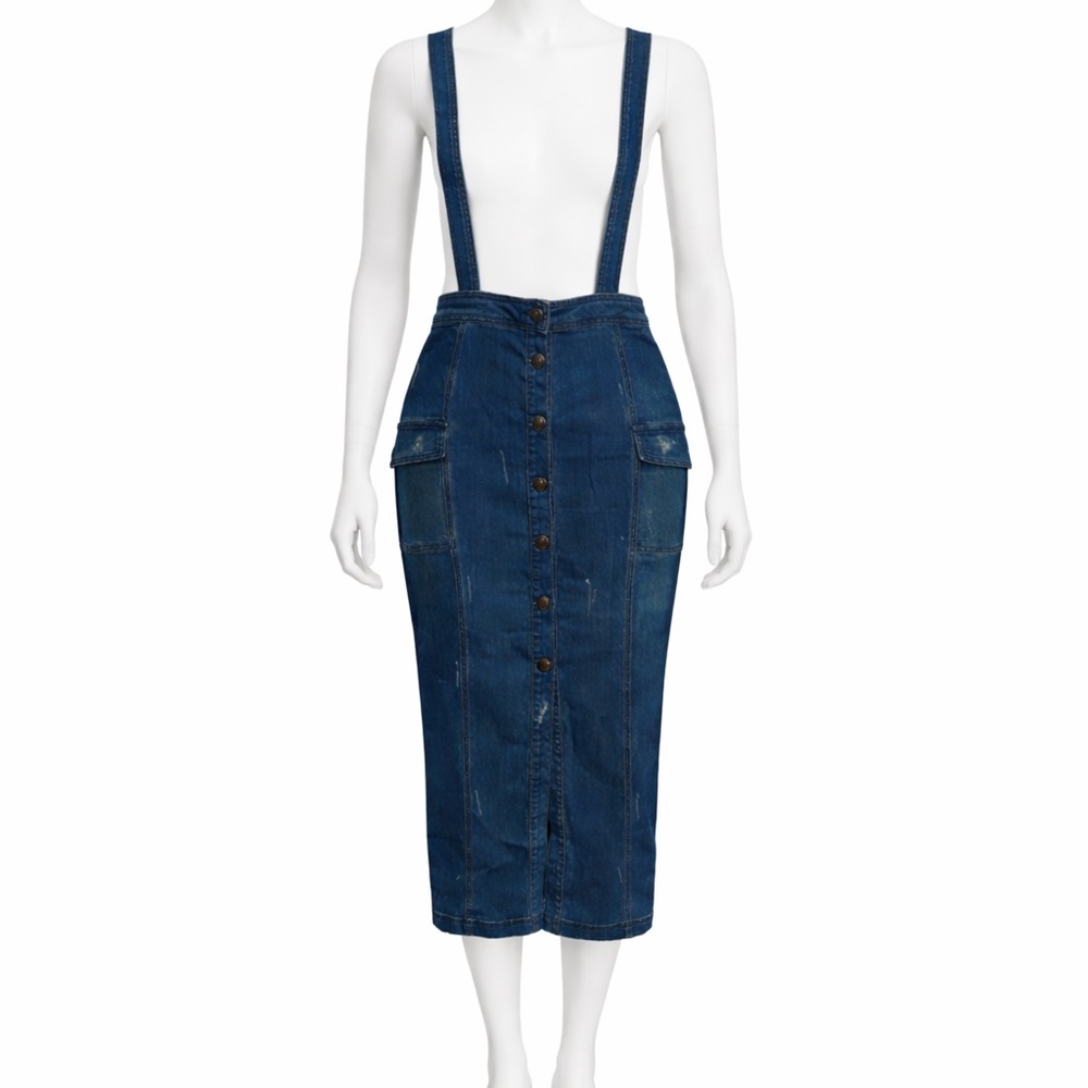 Pierre Balmain Blue Denim Skirt Dress Size 36/ 4